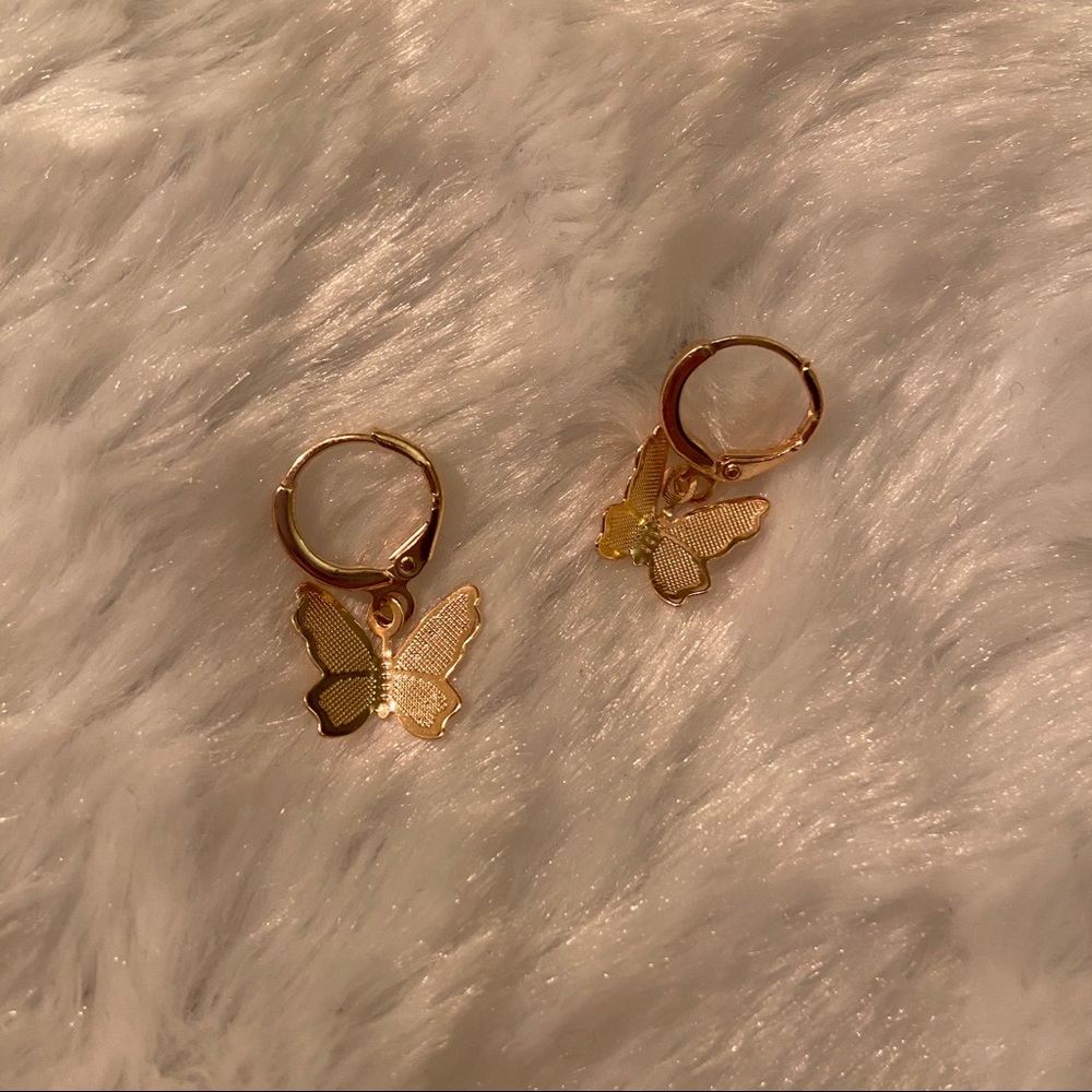 Gold Butterfly Huggie Earrings 🦋 ✨